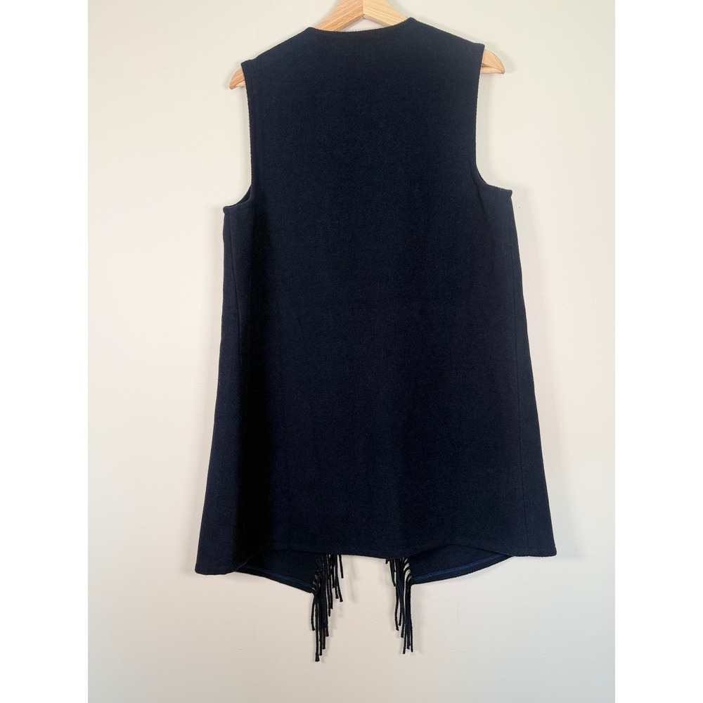 Vineyard Vines Navy Wool Blend Fringe Open Front Vest NWT Medium Coastal Cowgirl - Picture 4 of 10
